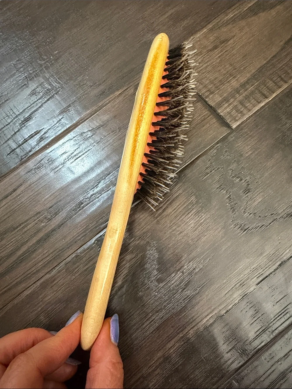 Natural Wood Boar Bristle Hair Brush – Red Cushion